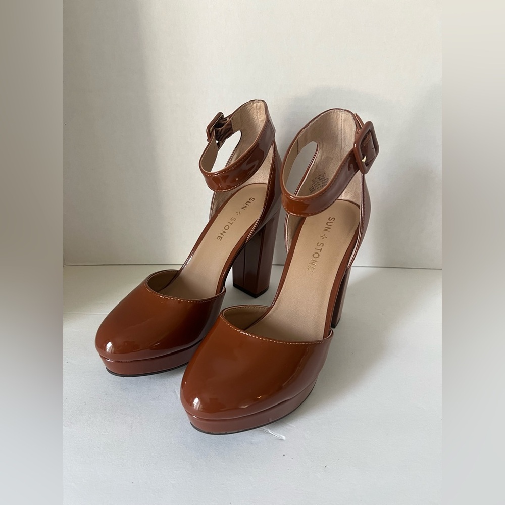 Sun + Stone Women's Tan Platform Heels